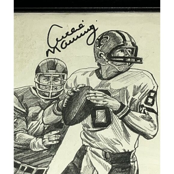 Vtg 1981 Archie Manning Autographed New Orleans Saints Framed Sharpie Signed - Picture 1 of 15